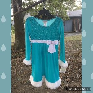 Bonnie Jean dress girls size 10 Christmas blue